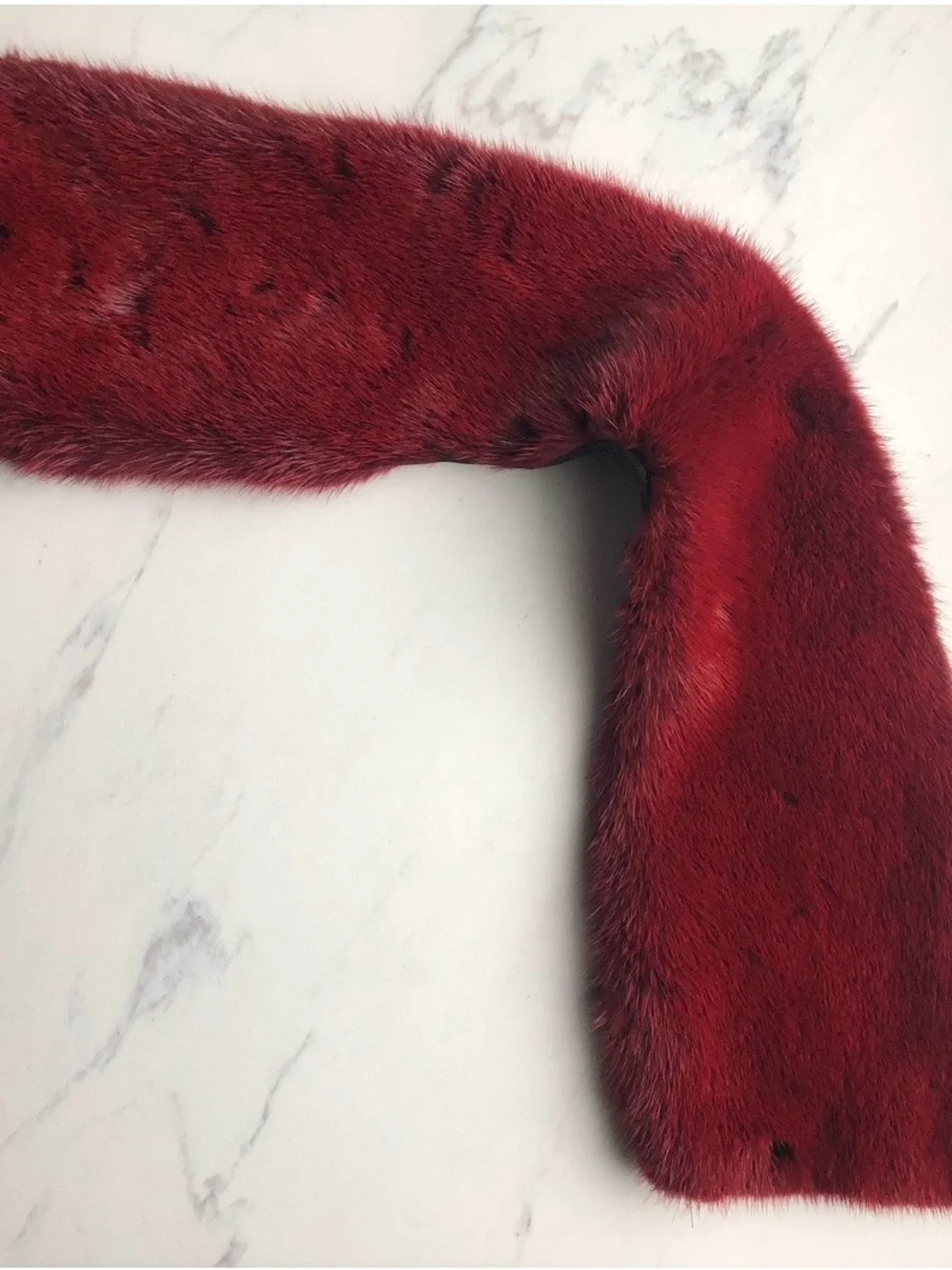 Stizzoli Rabbit Fur Neck Scarf Warmer Red Vintage Rare Made in Italy Luxury